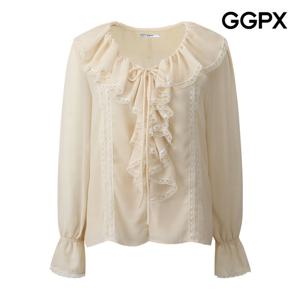 GGPX  로맨틱 레이스 러플 리본 블라우스 (GQ3SH048F)