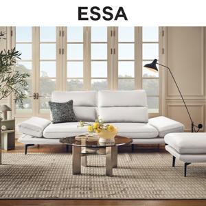 [에싸] 레미 3인 스윙기능 베티버 천연 면피 소가죽 소파+스툴