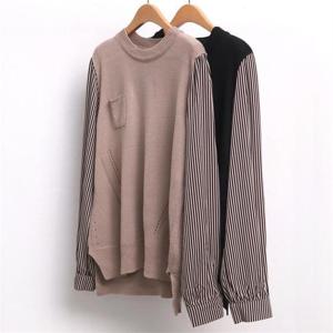 빅사이즈사랑해요 7279L111 줄지 니트 블라우스 EB