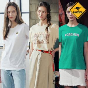 로드사인 여성 면 라운드 반팔 티셔츠