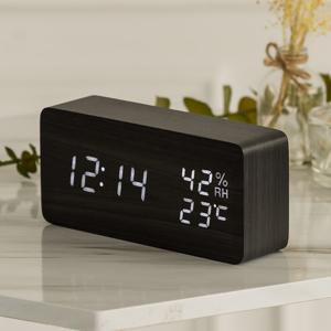 [정품] PLT 우드 온습도 LED 탁상시계+USB아답터/박수터치온기능