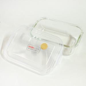 오븐락 글라스 원터치찬기 직사각1호 370ml 반찬통