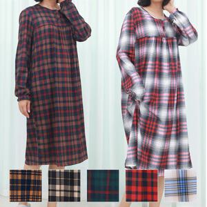 [좋은사람들]여성 소프트기모 체크 원피스 잠옷 JXWEZA07