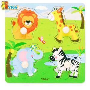 퍼즐장난감 유아퍼즐 VIGA 베베 야생동물 플랫 꼭지퍼즐 어린이