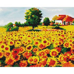 붉은 해바라기 밭 (캔버스) 보석십자수 40x50