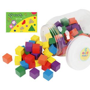 (가베가족)KS0132 큰솔2.5cm칼라쌓기나무 100p실속+미니북+통