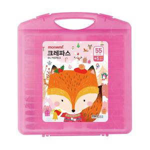 [모나미] 모니주 크레파스 55색 60본 (분홍)