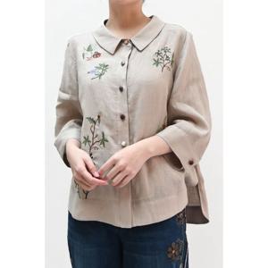 [비꼴리끄]라운드 카라 자수 블라우스 B242WB3020