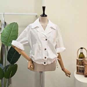 [포커스]  FM4E3JP30396_셔츠형 7부 소매 스트링 점퍼