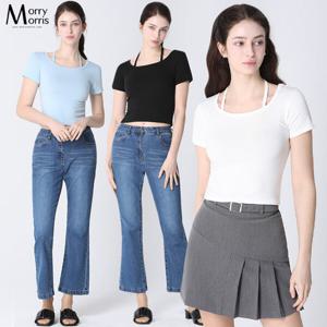 [모리모리스][모리모리스(Morry Morris)] 스퀘어 홀터넥 반팔 티