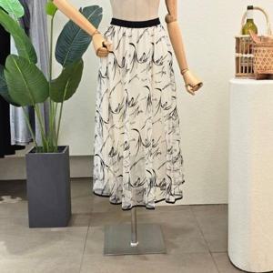 [포커스]FM4C3SK30093_벨벳 패턴 샤 롱스커트