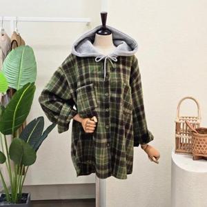 [포커스]FW4K3BL32099_도톰 후드체크 셔츠