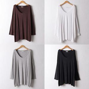 위쉬몰 RA 루즈실키딥브이티셔츠(F084H412) 빅사이즈