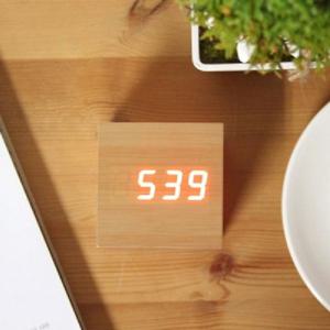 스퀘어 우드 LED 탁상겸 알람시계