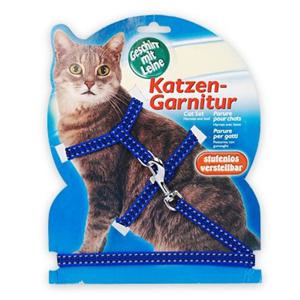 고양이 외출 산책 하네스 세트 성묘전용 야광블루