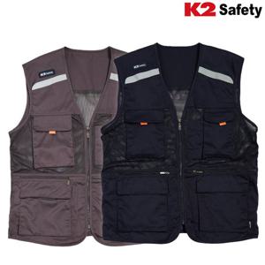 K2 세이프티 21VE-612R 멀티포켓 메쉬 망사조끼 안전 작업조끼 낚시 등산 다목적 베스트