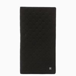 [헤지스ACC] [KINGTON] 블랙 로고패턴 소가죽 장지갑 HJWA4E822BK