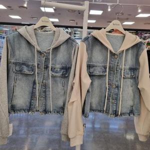 라티움 HC34 봄가을팔배색밑단스트링후드숏청점퍼 T2513jk13