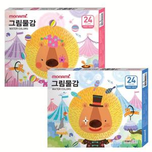 모나미 모니주 수채화 24색6ml 물감 수채화물감 물감 미술 그림그리기 초등미술 미술준비물 학생물감 어린