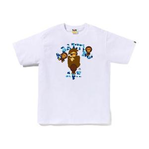 베이프 ABC 카모 컬리지 마일로 티셔츠 화이트 블루 0ZXTEMX10004N