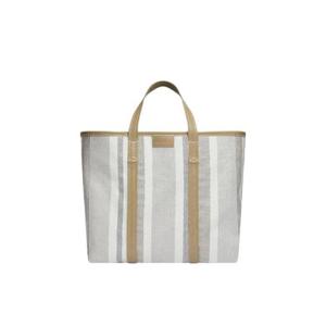 발렌시아가 바베스 미디움 이스트 웨스트 라피아 쇼퍼백 다크 베이지 그레이 6714042107S2979