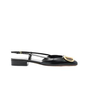 발렌티노 브이로고 카프스킨 레더 슬링백 플랫 블랙 S0HG0DSH0NO