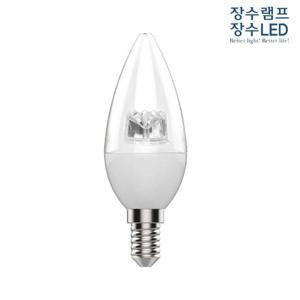 장수램프 투명 LED 촛대구 5W 주광색 E14 캔들다