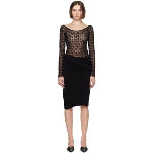 지방시 원피스 블랙 플루이드 드레이핑 미디 드레스 242278F054010