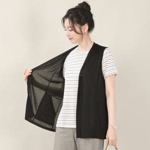 애비뉴투지 엄마옷 인견 쿨 아이스 단추 오픈 브이 여름 하프 조끼 V06501