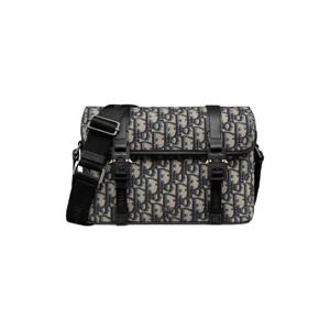 디올 히트 더 로드 메신저 백 플랩 디올 오블리크 자카드 그레인드 카프스킨 베이지 블랙 1ESPO333YKY-H27E