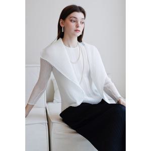 [요이츠]숄카라 드레이프 쉬폰 플리츠 가디건_YJ04WQPJK80IV1