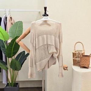 [포커스]  FM5F3KT32790_보트넥 스퀘어넥 시스루 니트