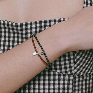 제이로렌 [MADE] 밀키 비즈 실버볼 팔찌 B01057