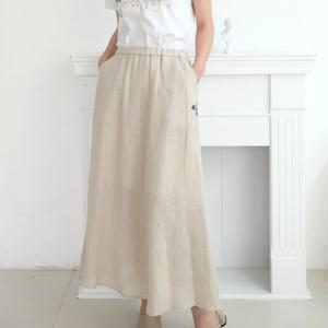 [비꼴리끄]린넨 자수 플레어 스커트 B252WK2030