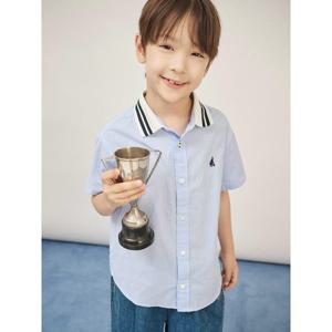 [빈폴키즈] 샴브레이 시어서커 반소매 셔츠  스카이 블루 (BI5765U01Q)