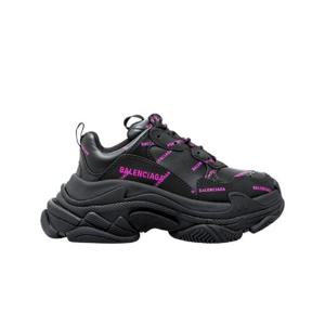 발렌시아가 올오버 로고 트리플 S 스니커즈 블랙 핑크 524039W2FA11050