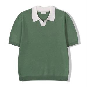 [리빌모아]남자 캐주얼 배색 카라 솔리드 반팔 니트티 GN-KNH-Q0