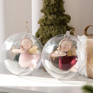 크리스마스 투명 볼 장식 인형 벨벳 천사 벌룬볼 150mm (DIY) 2타입 트리 오너먼트 소품