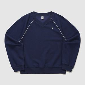 [르꼬끄] 여성 에센셜 브이넥 루즈 맨투맨 QQ322LFS91_DNV QQ322LFS91