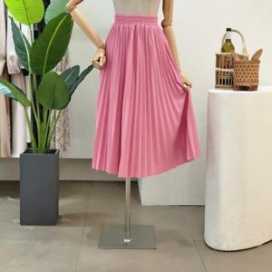 [포커스]  FS3A7SK00999_컬러 포인트 플리츠 롱스커트