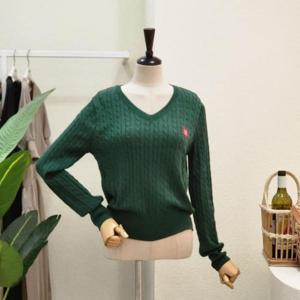 [포커스]  FF3H7KT00197_꽈배기 와펜 브이넥 니트