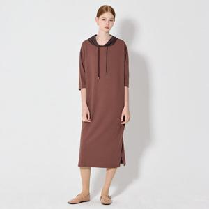 [보니스팍스][보니스팍스(Bonispax)] 후드 우븐 배색 저지 원피