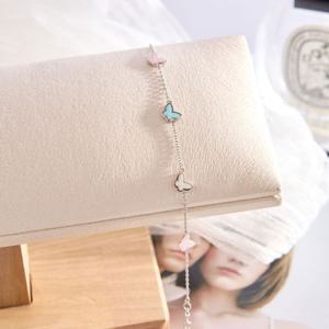 시후주얼리 파스텔 나비 체인팔찌 LB261Bc 에폭시 파스텔색상팔찌 화이트골드팔찌 실체인팔찌 오너먼트팔찌 나비펜던트팔찌 레이어드팔찌