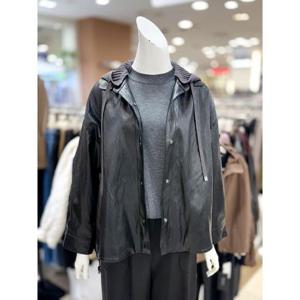 소고 세이브존01 니트 후드 인조 가죽 점퍼 AL3WA08