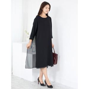 [모슬린]엄마옷 이중 쉬폰 라운드 롱원피스 515FGH522 마담/중년