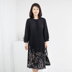 [모슬린]엄마옷 라운드 주름 긴팔원피스 515FGH511 마담/중년여