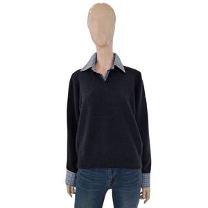 [숲]카라셔츠 배색 레이어드형 니트 SBBLK31