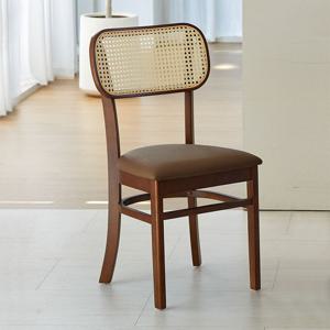 베스트리빙 버터라탄 고무나무 인테리어 원목 식탁 의자 1개