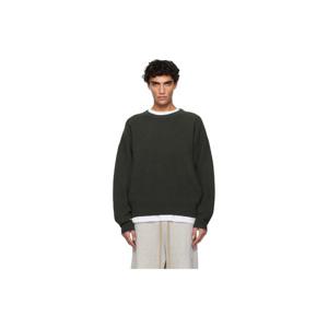 피어오브갓 티셔츠 카키 랙 골지 크루넥 스웨터 252782M201007