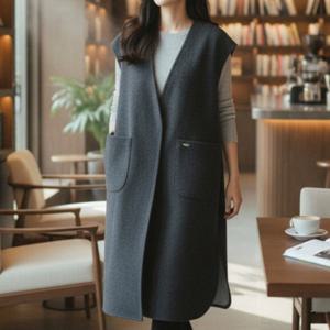 나야홍 / 레이어끈매듭롱조끼 SMV911M512